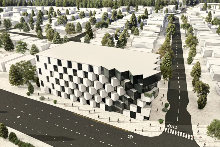 luxury residential building in the day featuring modern architecture, spacious layouts, and elegant finishes.