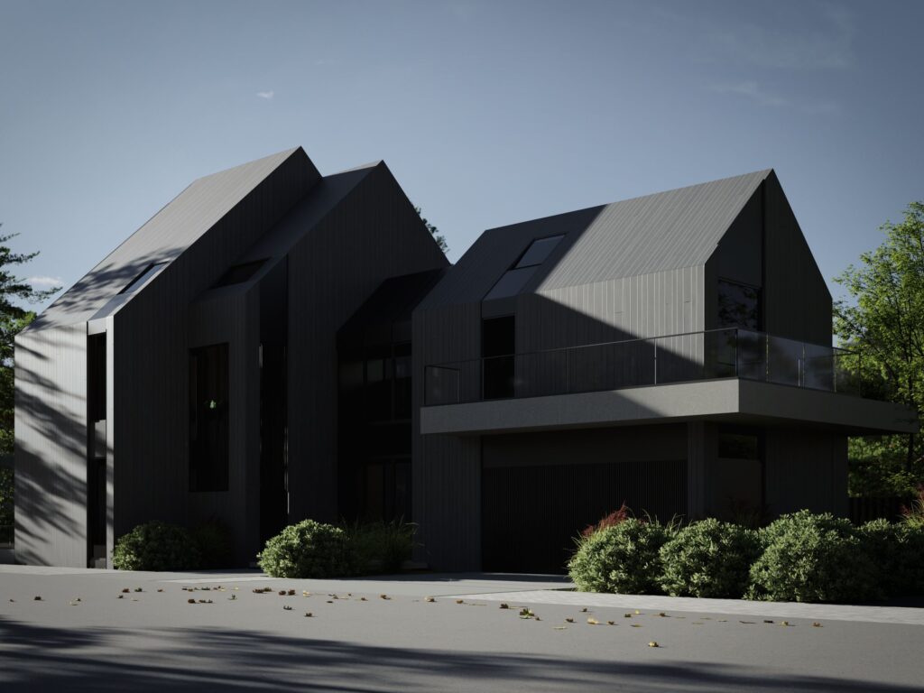 Modern gable-style Residence designed by 6ixDesign with cohesive materials, timeless detailing, and cost-efficient structural enhancements.